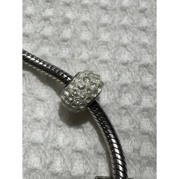 Donatella 925 Silver Charm Bracelet 7 Charms CROSS PRESENT GRADUATION Glass - Picture 10 of 10